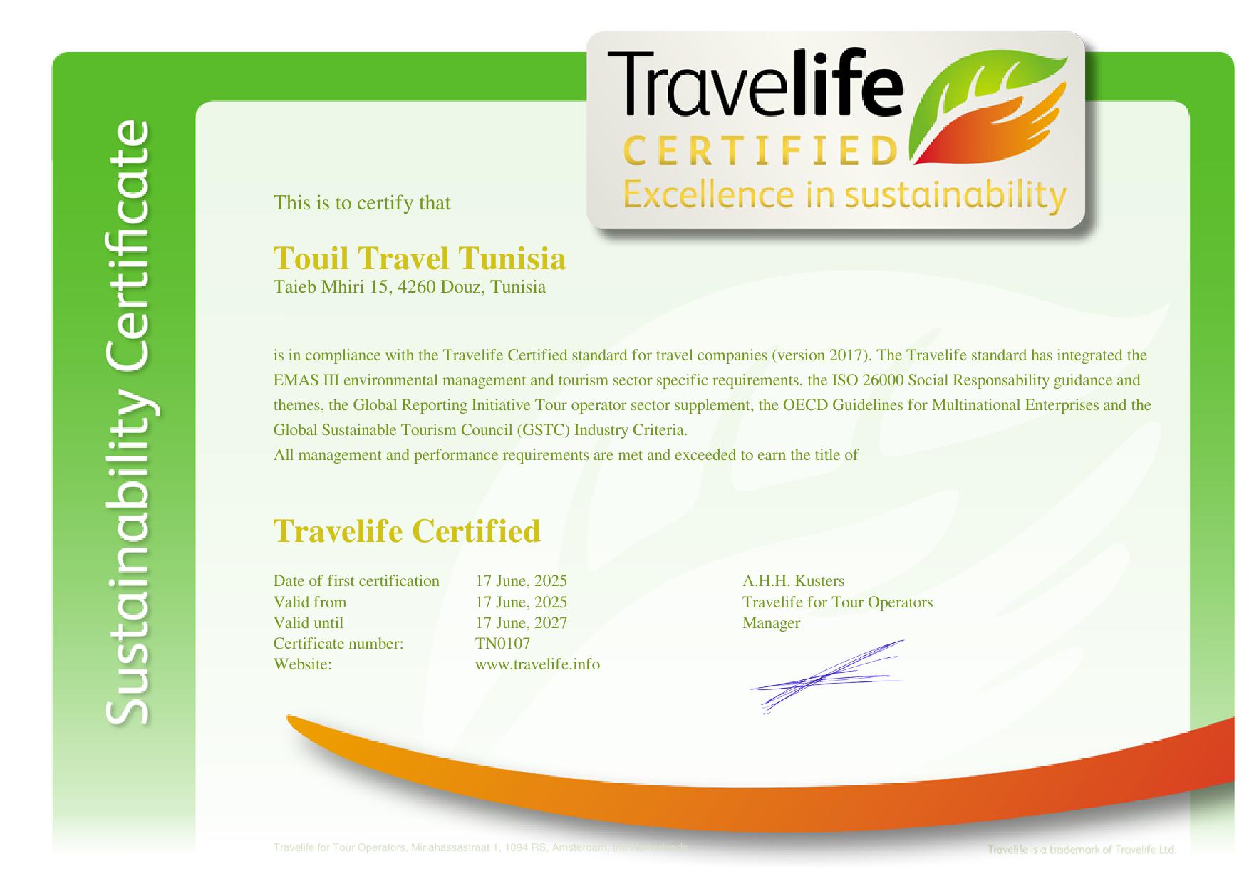 Travelife certified